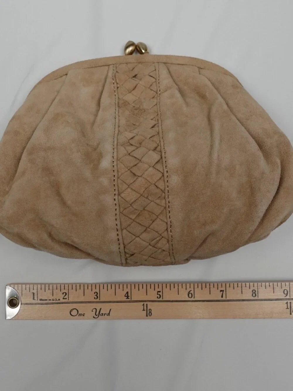 Brand New Brooks Brothers Clutch Evening Purse Genuine Leather Suede Beige